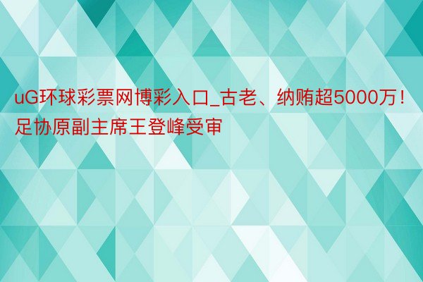 uG环球彩票网博彩入口_古老、纳贿超5000万！足协原副主席王登峰受审