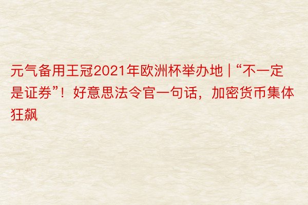 元气备用王冠2021年欧洲杯举办地 | “不一定是证券”！好意思法令官一句话，加密货币集体狂飙