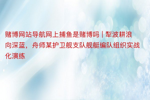 赌博网站导航网上捕鱼是赌博吗 | 犁波耕浪向深蓝，舟师某护卫舰支队舰艇编队组织实战化演练