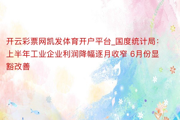 开云彩票网凯发体育开户平台_国度统计局：上半年工业企业利润降幅逐月收窄 6月份显豁改善