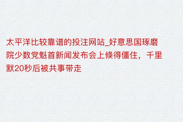 太平洋比较靠谱的投注网站_好意思国琢磨院少数党魁首新闻发布会上倏得僵住，千里默20秒后被共事带走