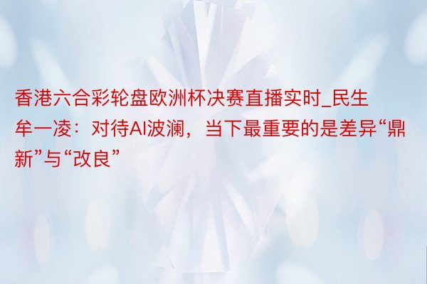 香港六合彩轮盘欧洲杯决赛直播实时_民生牟一凌：对待AI波澜，当下最重要的是差异“鼎新”与“改良”