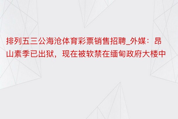 排列五三公海沧体育彩票销售招聘_外媒：昂山素季已出狱，现在被软禁在缅甸政府大楼中