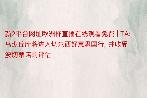 新2平台网址欧洲杯直播在线观看免费 | TA: 乌戈丘库将进入切尔西好意思国行, 并收受波切蒂诺的评估