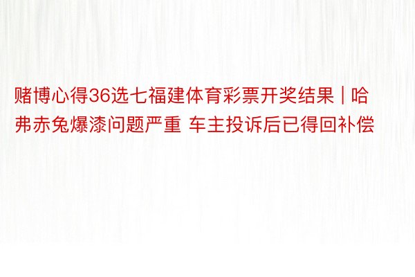赌博心得36选七福建体育彩票开奖结果 | 哈弗赤兔爆漆问题严重 车主投诉后已得回补偿