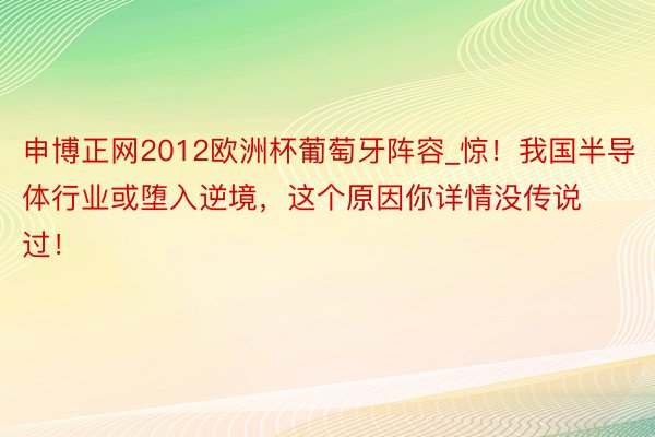 申博正网2012欧洲杯葡萄牙阵容_惊！我国半导体行业或堕入逆境，这个原因你详情没传说过！