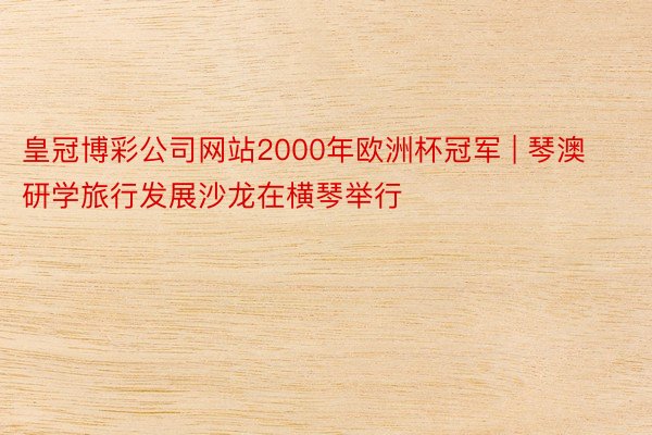 皇冠博彩公司网站2000年欧洲杯冠军 | 琴澳研学旅行发展沙龙在横琴举行