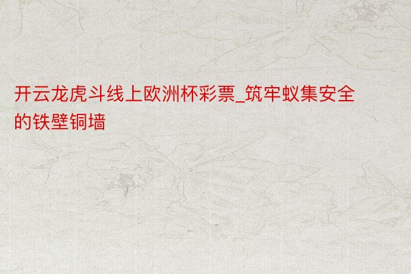 开云龙虎斗线上欧洲杯彩票_筑牢蚁集安全的铁壁铜墙