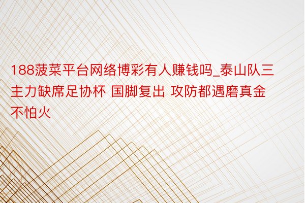 188菠菜平台网络博彩有人赚钱吗_泰山队三主力缺席足协杯 国脚复出 攻防都遇磨真金不怕火