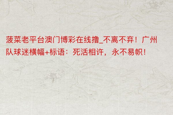 菠菜老平台澳门博彩在线撸_不离不弃！广州队球迷横幅+标语：死活相许，永不易帜！